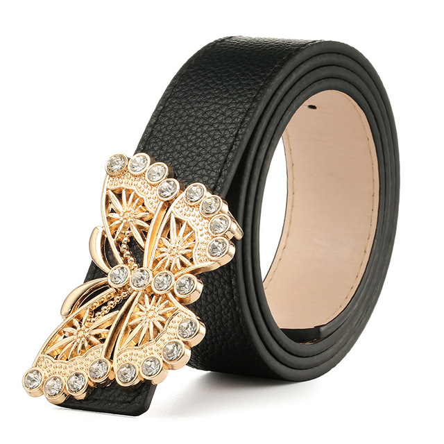 Butterfly Rhinestones Designer Belts for Women High Quality Ladies Jeans Belt with Rhinestone Luxury Brand Strap Dress Waistband