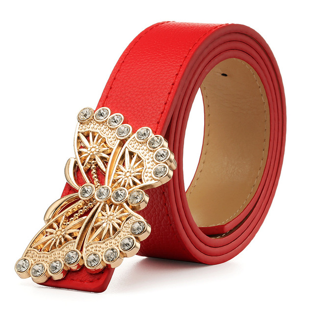 Butterfly Rhinestones Designer Belts for Women High Quality Ladies Jeans Belt with Rhinestone Luxury Brand Strap Dress Waistband