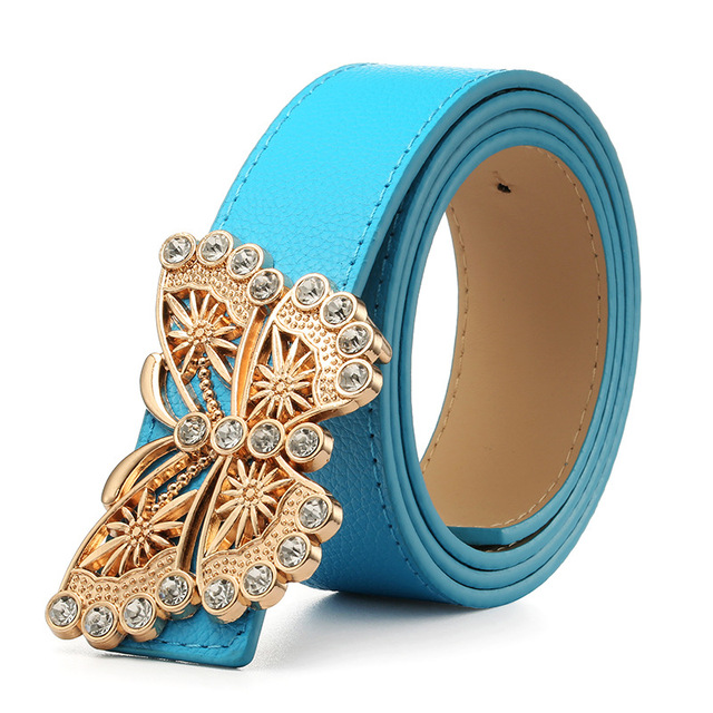 Butterfly Rhinestones Designer Belts for Women High Quality Ladies Jeans Belt with Rhinestone Luxury Brand Strap Dress Waistband