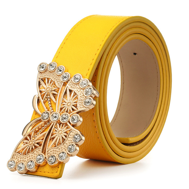 Butterfly Rhinestones Designer Belts for Women High Quality Ladies Jeans Belt with Rhinestone Luxury Brand Strap Dress Waistband