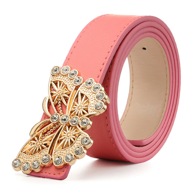 Butterfly Rhinestones Designer Belts for Women High Quality Ladies Jeans Belt with Rhinestone Luxury Brand Strap Dress Waistband