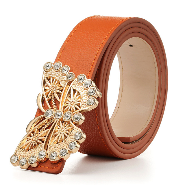 Butterfly Rhinestones Designer Belts for Women High Quality Ladies Jeans Belt with Rhinestone Luxury Brand Strap Dress Waistband