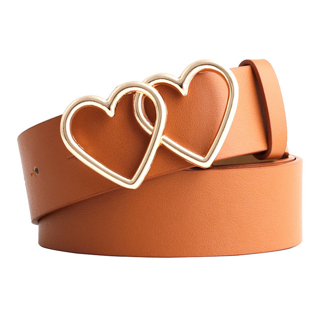 Luxury Female Leather Belt Women Metal Buckle Stylish Ladies Vintage Heart Buckle Leisure Leather Belt Trouser Accessories