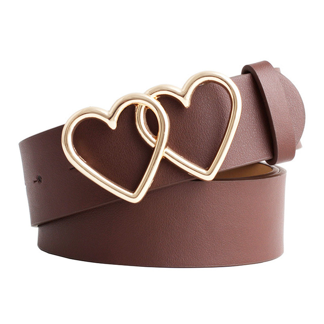 Luxury Female Leather Belt Women Metal Buckle Stylish Ladies Vintage Heart Buckle Leisure Leather Belt Trouser Accessories