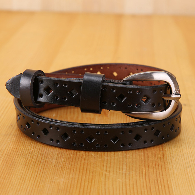 Wholesale New Women's Hollow Genuine Leather Belt Jeans Waistband Women's Fine Leather Belt