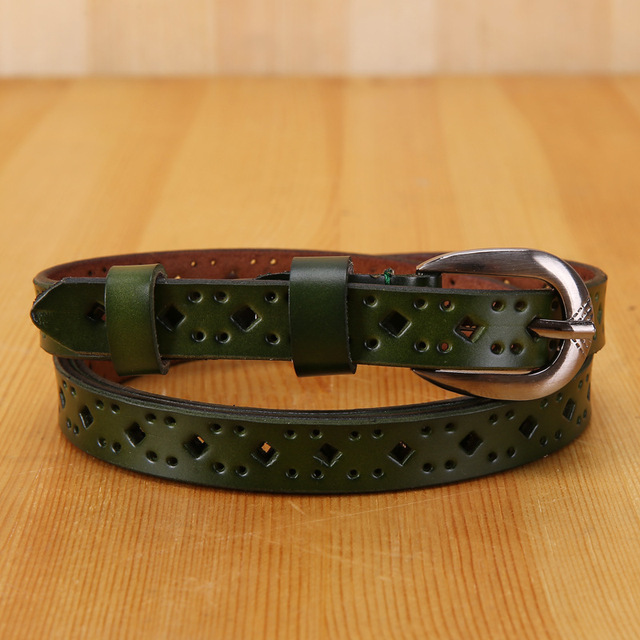 Wholesale New Women's Hollow Genuine Leather Belt Jeans Waistband Women's Fine Leather Belt