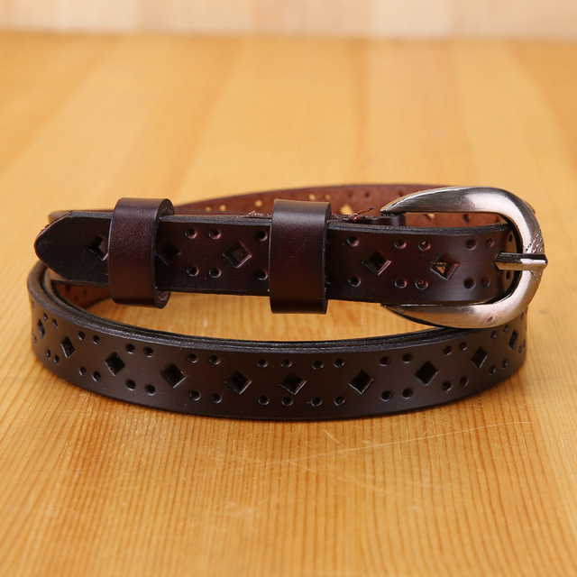 Wholesale New Women's Hollow Genuine Leather Belt Jeans Waistband Women's Fine Leather Belt