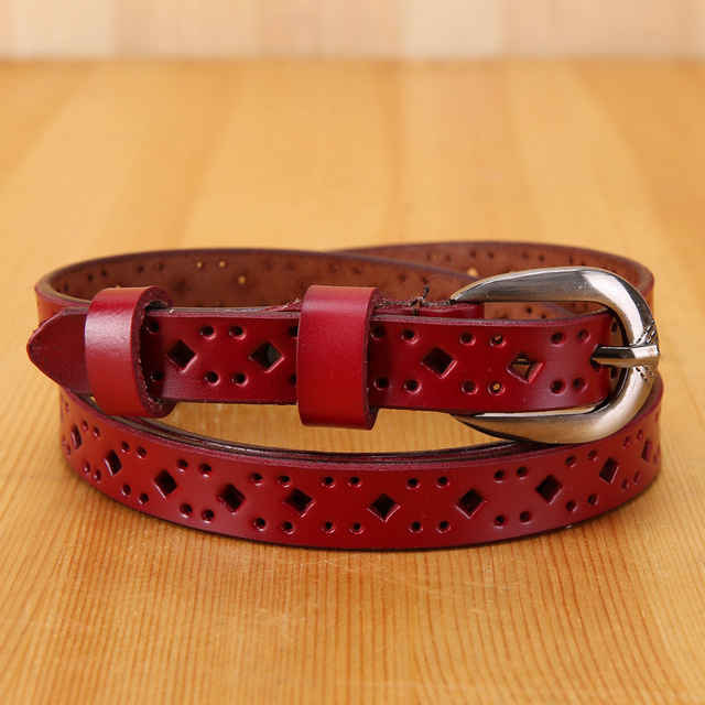Wholesale New Women's Hollow Genuine Leather Belt Jeans Waistband Women's Fine Leather Belt