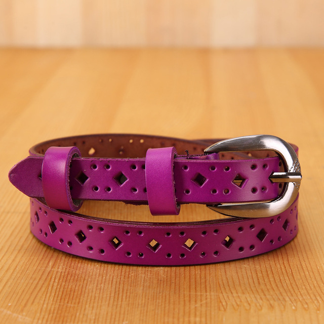 Wholesale New Women's Hollow Genuine Leather Belt Jeans Waistband Women's Fine Leather Belt