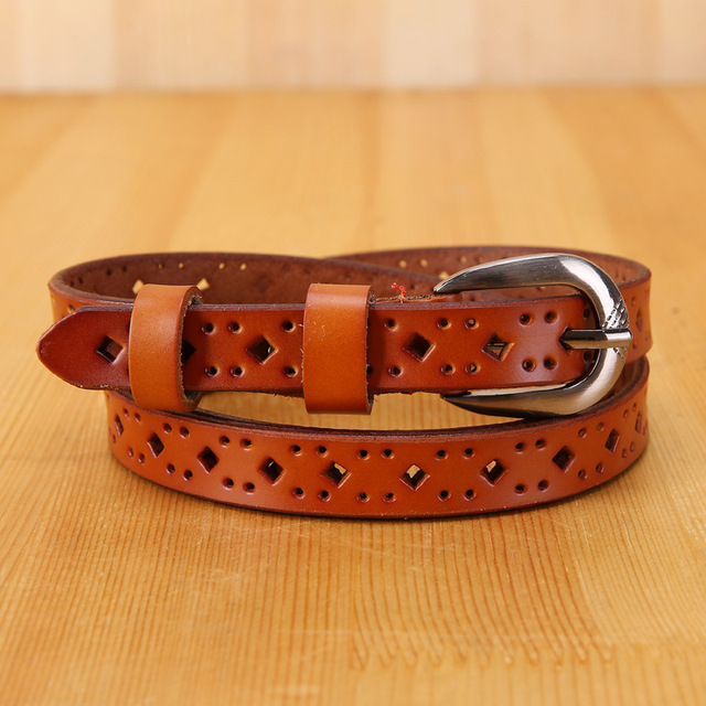 Wholesale New Women's Hollow Genuine Leather Belt Jeans Waistband Women's Fine Leather Belt