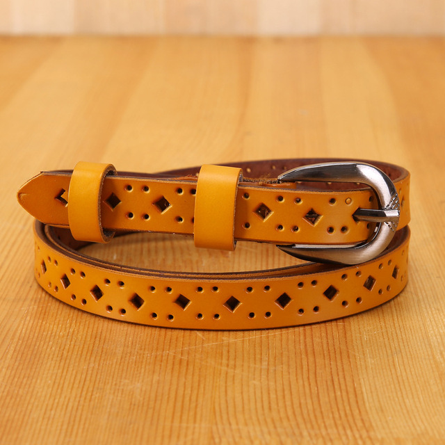 Wholesale New Women's Hollow Genuine Leather Belt Jeans Waistband Women's Fine Leather Belt