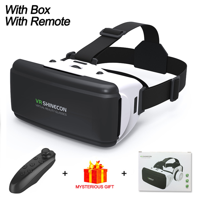 VR Virtual Reality 3D Glasses Box Stereo VR Headset Smart Glasses Helmet for IOS Android Smartphone with Wireless Controller