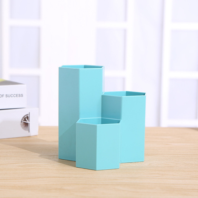 3 Colors Pen Storage Cosmetic Makeup Storage Box Desk Drawer Organizer Home Office Hexagonal Pen Pencil Holder