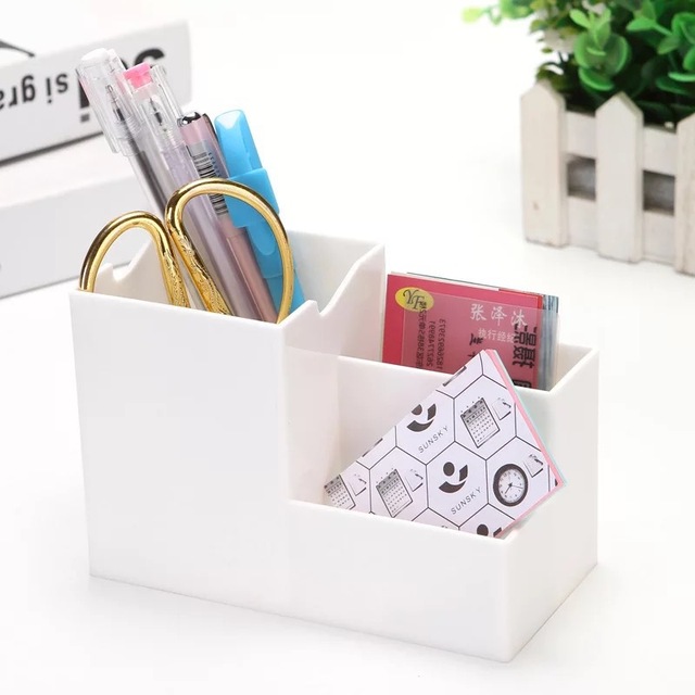 Hollow Desk Organizer Desktop Storage Box Multifunction Stationery Holder Phone Stand Office Supplies Desk Set Pen Holder