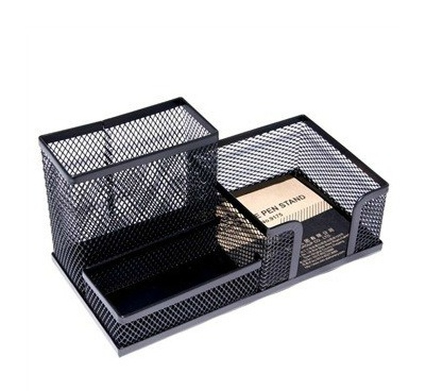 Desk Stationery Organizer Creative Metal Pen Holder Pencil File Storage Rack 3 Grid Storage Box Office Accessories
