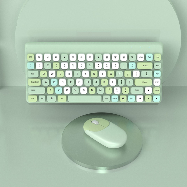 Wireless Keyboard Mouse Set Mixed Candy Color Roud Square Keycap Keyboard and Mouse Comb for Laptop Notebook