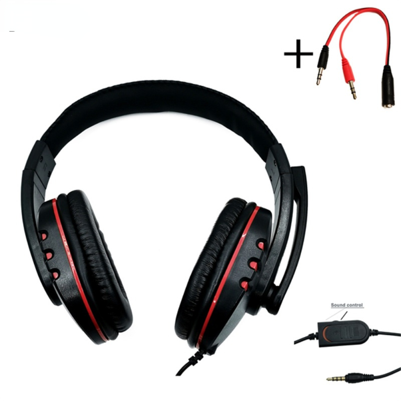 3.5mm Wired Gaming Headset With Adjustable Microphone Volume Controller Noise Cancelling Headphones Compatible For Pc Gaming