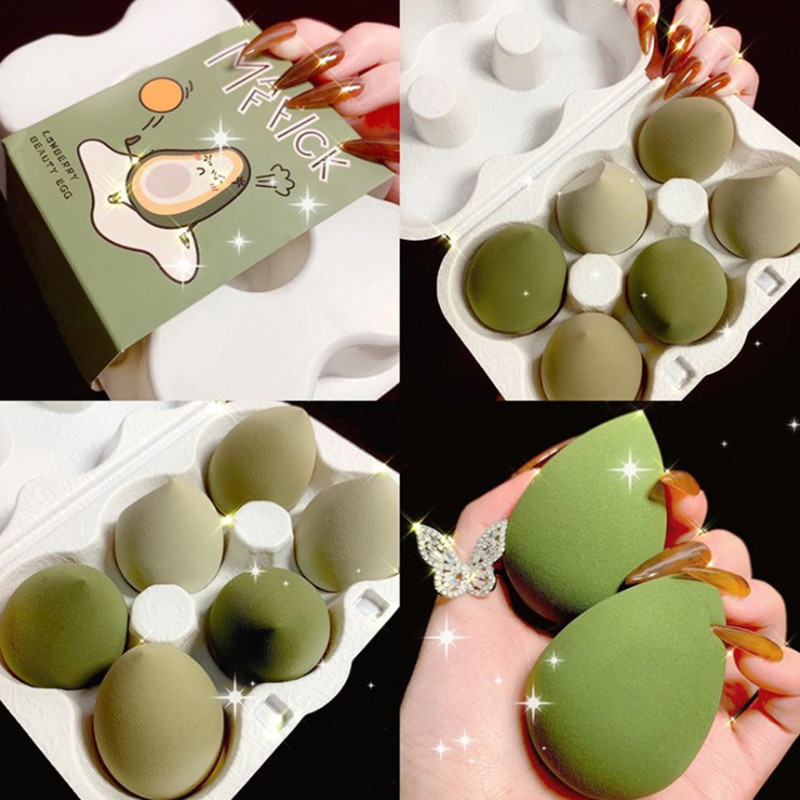6pcs Makeup Sponge Professional Blending Cosmetic Puff with Storage Box Face Foundation Powder Sponge Beauty Accessories