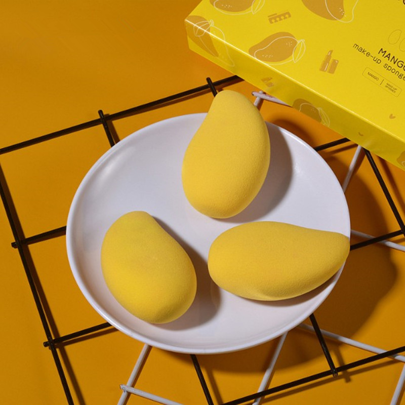 3PCS New Mango Shape Soft Makeup Sponge Face Beauty Cosmetic Powder Wet And Dry Puff Foundation Concealer Cream Make Up Blender Tools