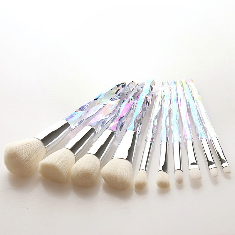 10pcs Crystal Makeup Brushes Set Powder Foundation Fan Brush Eye Shadow Eyebrow Professional Blush Beauty Cosmetic Tools