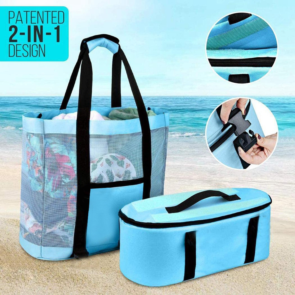 Protable Foldable Swimming Sport Tote Portable Mesh Bag Kids Sand Away Beach Toys storage