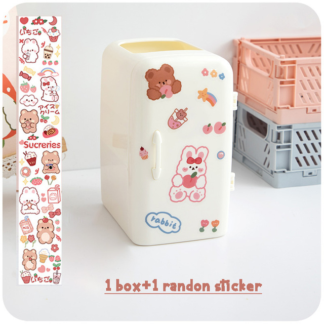 Kawaii Desk Organizer Refrigerator Pen Holder Student Cute Large-capacity Desktop Organizer Creative Storage Tube Pencil Case