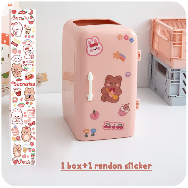 Kawaii Desk Organizer Refrigerator Pen Holder Student Cute Large-capacity Desktop Organizer Creative Storage Tube Pencil Case