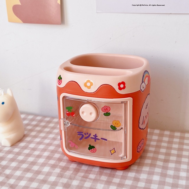 Piggy Pen Holder Desk Organizer Kawaii School Stationery Office Decorating Cosmetics Holders Storage Supplies Organizer for Pens