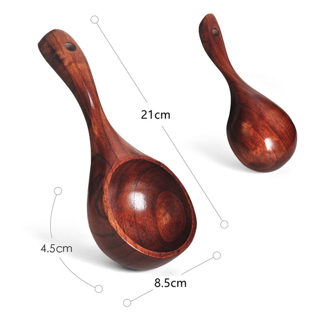 1PC New Creative Wooden Ramen Spoon Japanese Tableware Bouillon Soup Ladle Home Long Handle Serving Scoop Kitchen Utensils