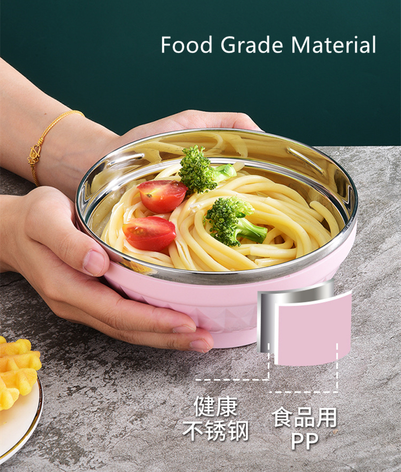 Children's Tableware Ramen Noodles Anti-scald Bowls Home Stainless Steel Dinnerware Food Salad Bowl Kitchen Utensils
