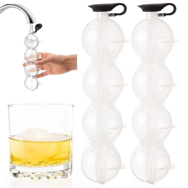 Round 4 Cavity Ice Mould Ice Ball Maker DIY Ice Cream Mold Plastic Whiskey Ice Grid Tray Bar Accessories Tools Kitchen Gadgets