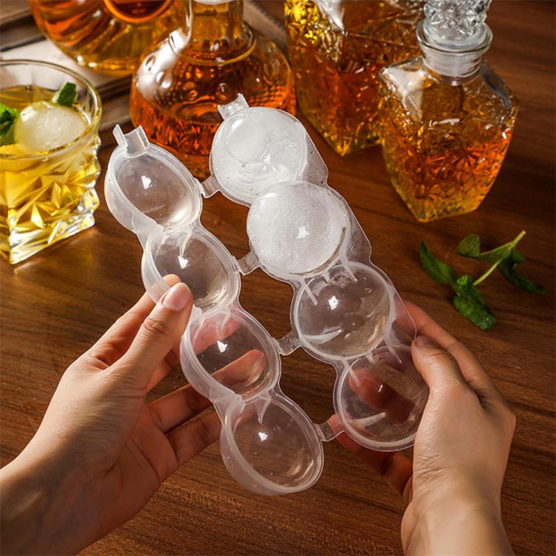 Round 4 Cavity Ice Mould Ice Ball Maker DIY Ice Cream Mold Plastic Whiskey Ice Grid Tray Bar Accessories Tools Kitchen Gadgets