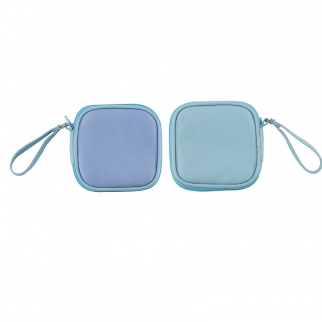 Portable Case for Headphones Case Mini Zippered Square Storage Hard Bag