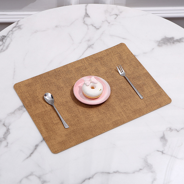 PU Leather Tableware Pad Placemat Dining Tables Mats Coasters Heat Insulation Waterproof Place Mat Kitchen Accessories 1pc