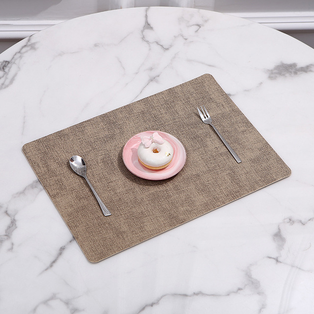 PU Leather Tableware Pad Placemat Dining Tables Mats Coasters Heat Insulation Waterproof Place Mat Kitchen Accessories 1pc