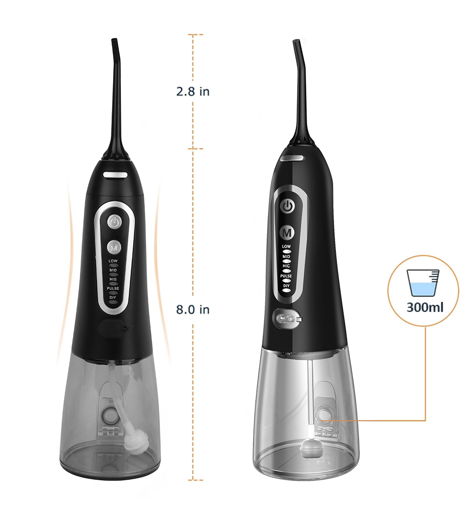 5 Modes Oral Irrigator Rechargeable Water Floss Portable Dental Water Flosser Jet 300ml Irrigator Dental Teeth Cleaner With