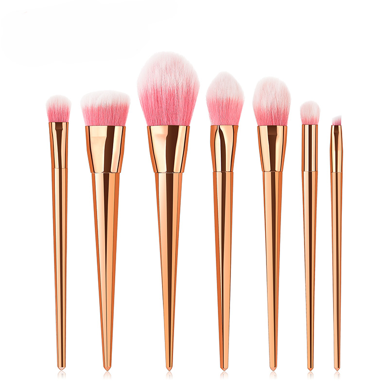 New 7pcs Rose Gold Unicorn Pink Hair Makeup Brushes Set Foundation Blending Powder Eye Face Brush Cosmetic Beauty maquillaje
