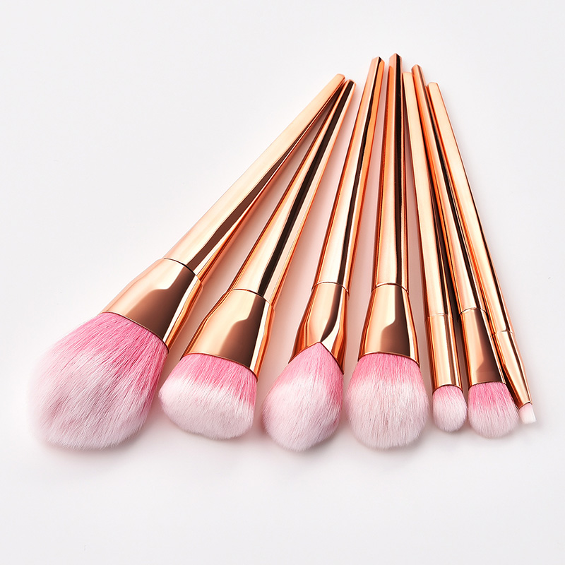 New 7pcs Rose Gold Unicorn Pink Hair Makeup Brushes Set Foundation Blending Powder Eye Face Brush Cosmetic Beauty maquillaje