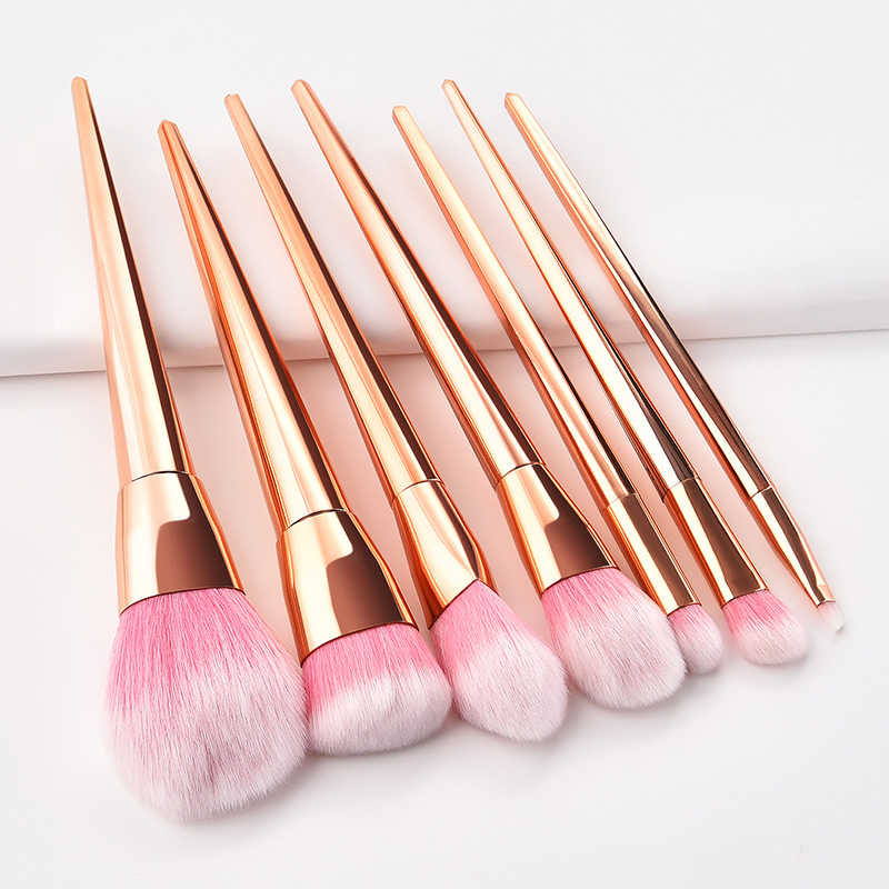 New 7pcs Rose Gold Unicorn Pink Hair Makeup Brushes Set Foundation Blending Powder Eye Face Brush Cosmetic Beauty maquillaje