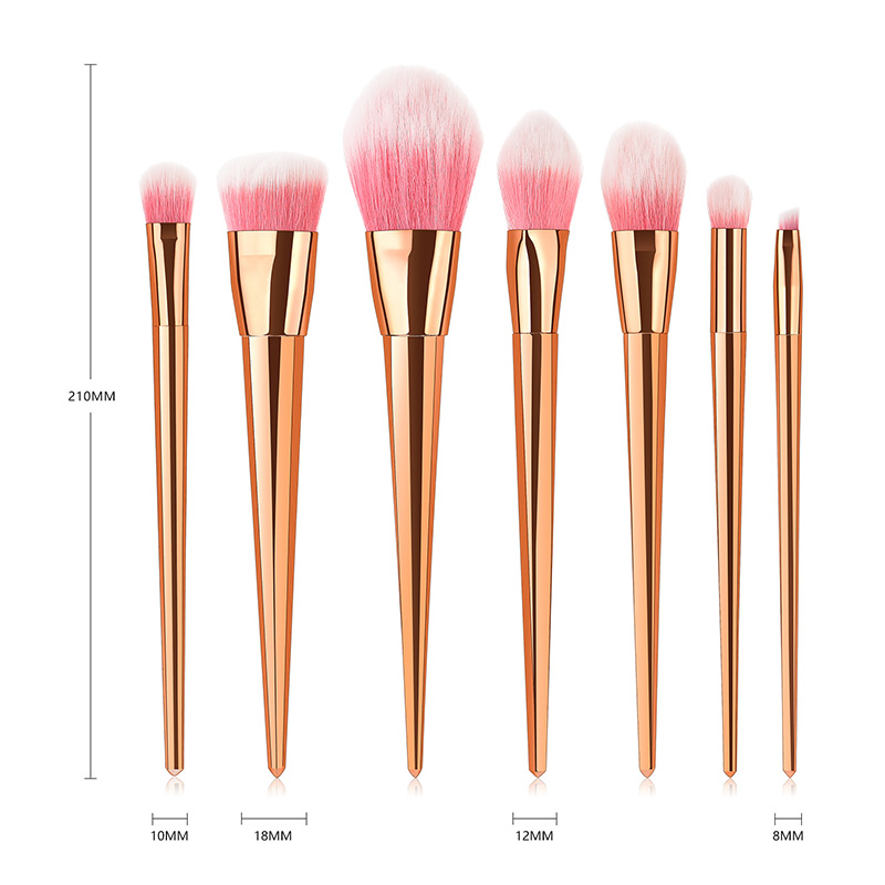 New 7pcs Rose Gold Unicorn Pink Hair Makeup Brushes Set Foundation Blending Powder Eye Face Brush Cosmetic Beauty maquillaje