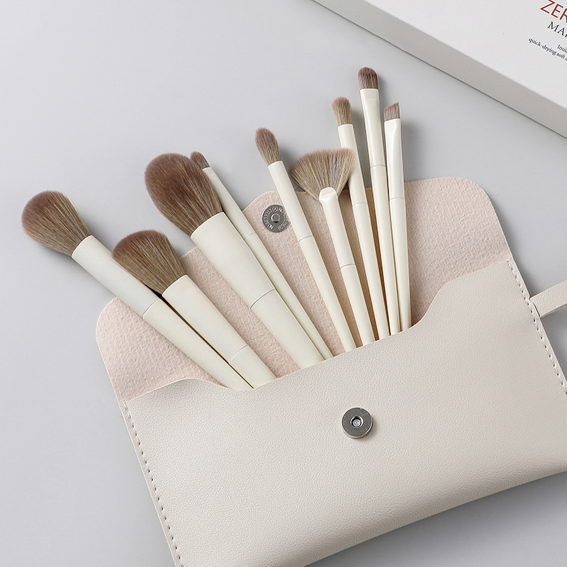 New 10pcs White Zero Makeup Brush Set Foundation Blending Power Brush Cosmetic Beauty Make Up Tool