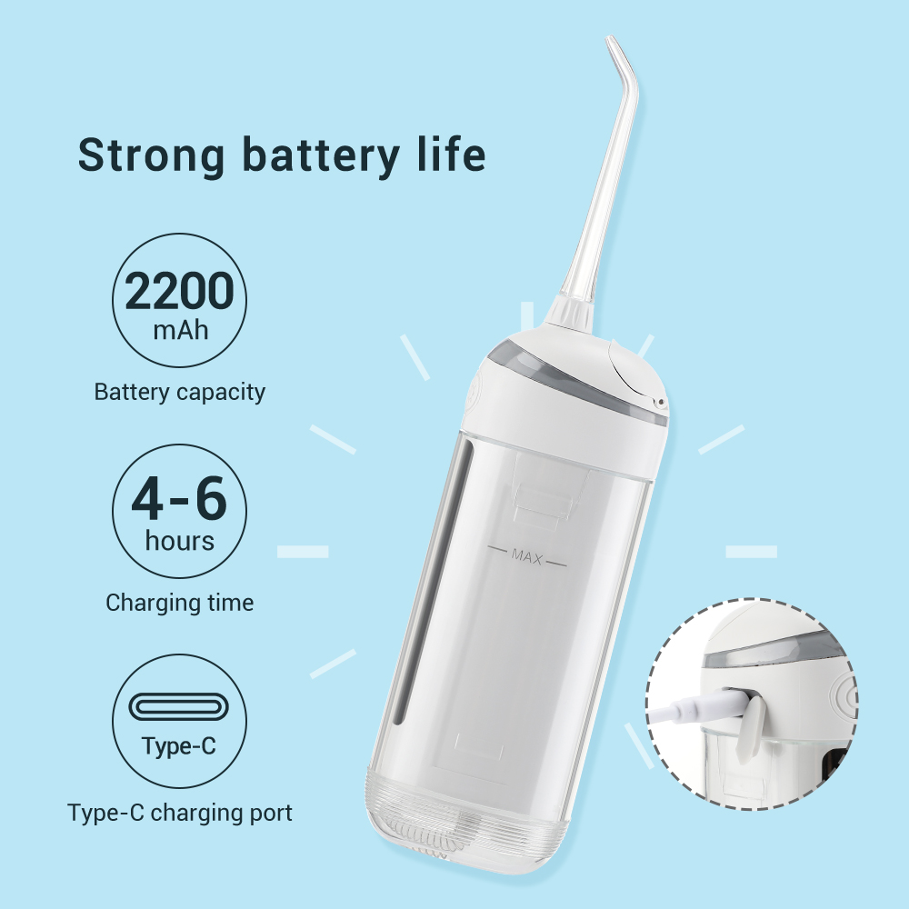 Oral Irrigator Water Flosser Dental Portable Teeth Cleaner Calculus Removal 180ML Waterproof 4 Nozzles Mouth Freshen Breath