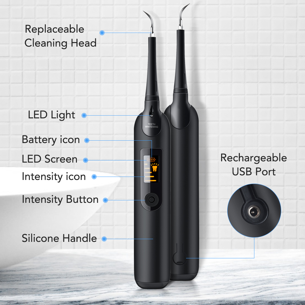 Electric Dental Whitener Calculus Remover Sonic Tooth Cleaner Tartar Removal Teeth Whitening Kit with Led Light Oral Care