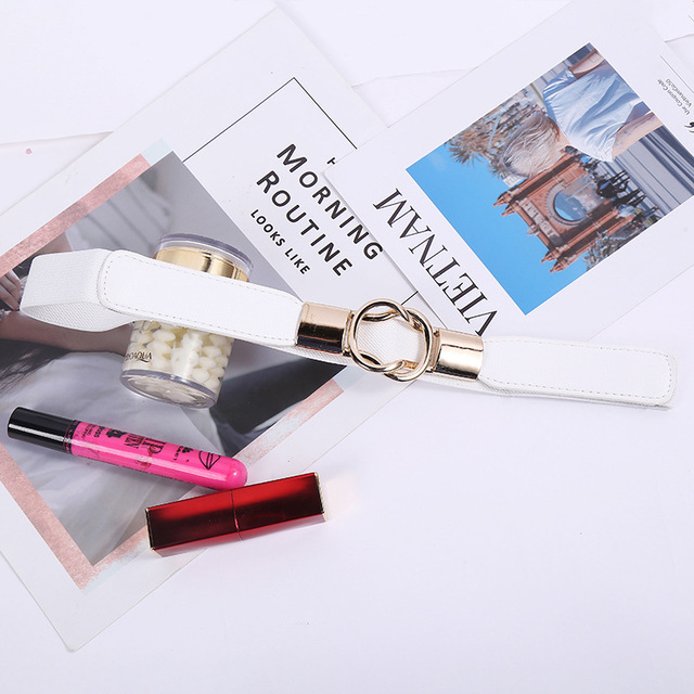 Metal Buckle Elegant Women Ladies Fashion Elastic Cinch Belt Unique Casual Wide Stretch Waist  Luxury Black Belt