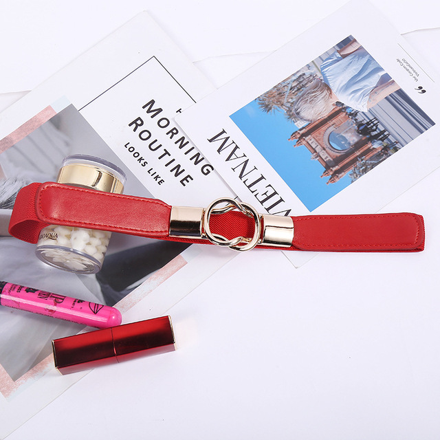 Metal Buckle Elegant Women Ladies Fashion Elastic Cinch Belt Unique Casual Wide Stretch Waist  Luxury Black Belt