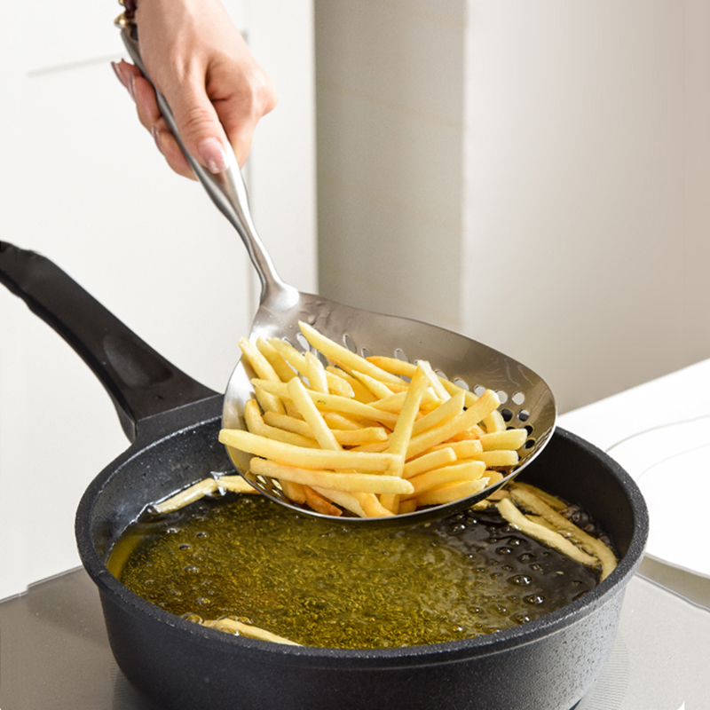 Frying Colander 304 Stainless Steel Colander Oil Filter Strainer Spoon Fryer Frying Spoon Fishing Noodle Spoon Kitchen Tools