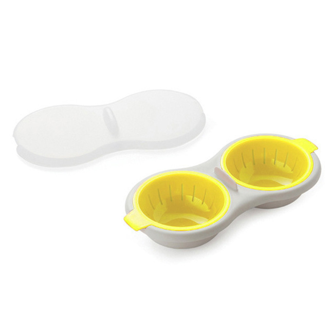 Draining Egg Boiler Double Cup Egg Boiler Microwave Eggs Poacher Round Double Layer Egg Cooker Innovative Kitchen Tools Stock