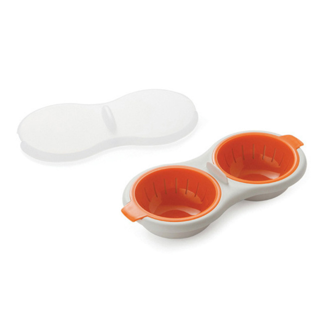 Draining Egg Boiler Double Cup Egg Boiler Microwave Eggs Poacher Round Double Layer Egg Cooker Innovative Kitchen Tools Stock