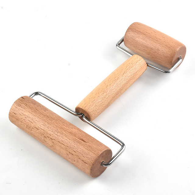 Baking Utensils Double-headed Stainless Steel Roller Pin Wooden Flour Stick Kitchen Rolling Pin Baking Tools