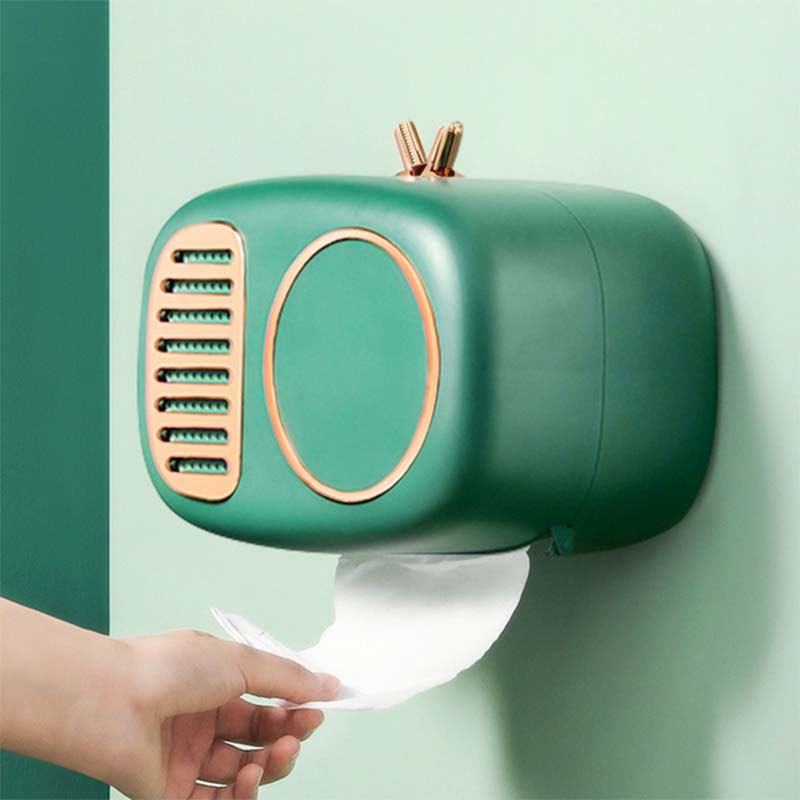 Retro Radio Model Toilet Paper Roll Holder Tissue Box Wall Bathroom Product